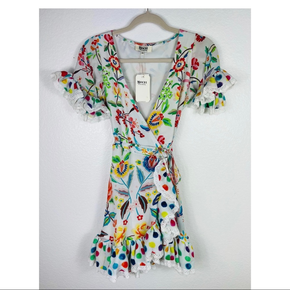 All Things Mochi Valeria Floral Silk Wrap Dress size XS - Picture 3 of 13